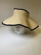 womens Sun floppy brim straw Hat khaki and black 7