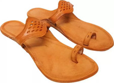 Women Kolhapuri Leather Chappal Jesus flat HT30 Indian fashion UK size 4-8