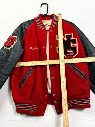 Vintage Neff Letterman Varsity Jacket Womens Large Red Black 1970s Long Sleeve - Picture 9 of 10