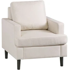 Modern Accent Chair Upholstered Reading Armchair with Wood Legs Mid-Century