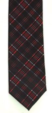 Alfani Men's Poly Plaids Neck Tie Black Red Slim 2 1/2" x 59"