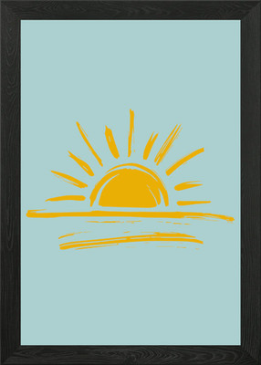 Minimalist Sunrise Drawing in Light Framed Wall Art Poster Canvas Print Picture