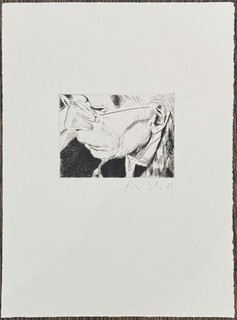 Johannes Grützke from the face etching 1989 autographed and dated