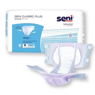 SENI Classic Plus Adult Briefs Moderate Heavy S-RE25-BC2 Regular 25 Pack