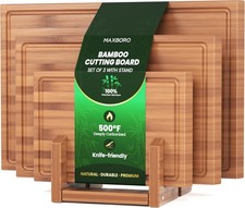 Bamboo Cutting Board Set of 3, Durable Wooden Chopping Boards with Distinctive