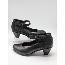 Earth Granet Black Mary Jane Pumps Leather Comfort Heels Women's 8.5B