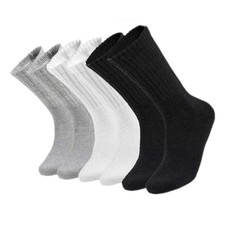 Lot 12 Pairs Men's Solid Sports Athletic Work Plain Crew Socks Size 9-11 10-13