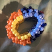 Kandi Beaded Bracelet Multicolor Orange Yellow Blue Plastic Round Tie Sun Moon