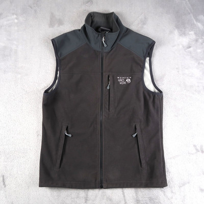 Mountain Hardwear Vest Mens Medium M Black Fleece Full Zip Pockets Outdoor