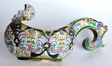 RUSSIAN IMPERIA SILVER ENAMEL KOVSH CUP BOWL SPOON GOLD EGG GOBLET CHALICE SCOOP