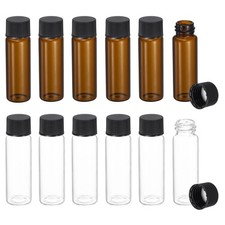 15ml Glass Sample Vials, 12Pcs Sample Vials with Screw Cap, Transparent/Brown