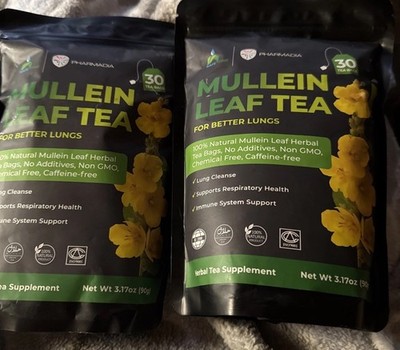 60 Tea Bags  Mullein Leaf Tea Bags - Lung Cleanse Detox Herbal Enhance Immunity