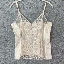 Vanity Fair Slip Women 36 Cream Nylon Lace Camisole Lingerie Sheer Lace USA Made