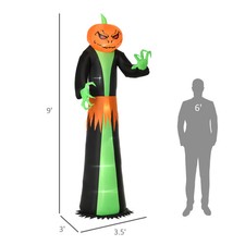 9FT Halloween Inflatable Pumpkin Ghost LED Lighted Outdoor Yard Decoration