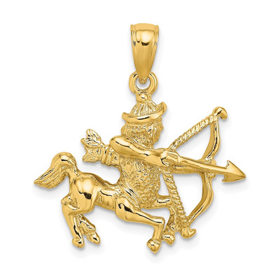 14k Gelbgold großer Schütze Sternzeichen Charm Anhänger perfektes Geschenk für sie