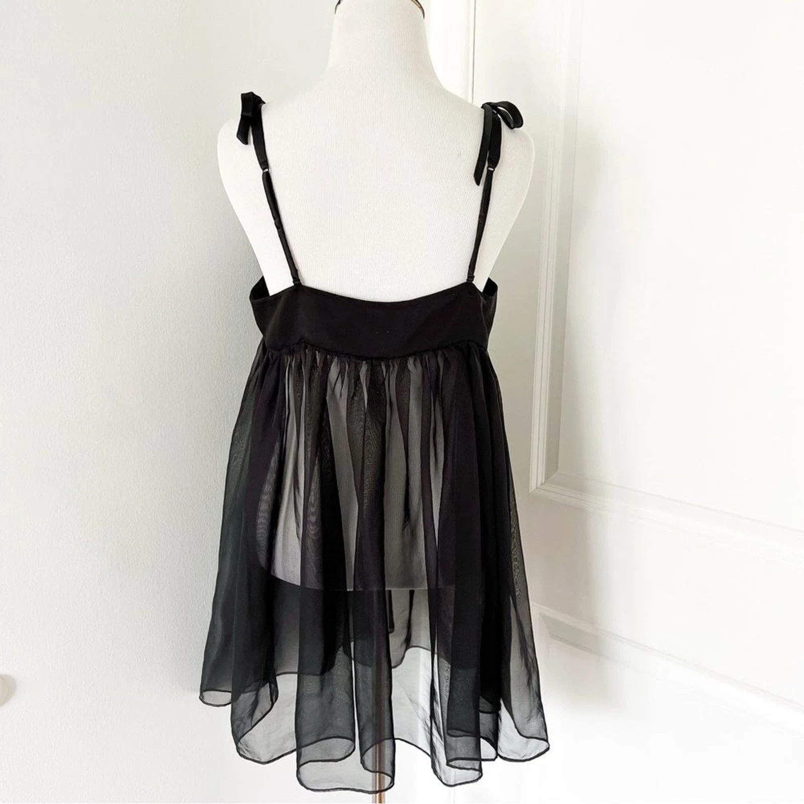 UNDERCOVER Vestito babydoll vintage Victoria's Secret nero trasparente chemise Medium