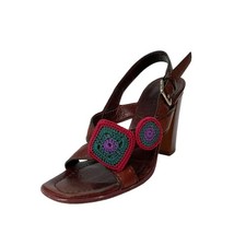 PRADA Vintage Leather And Crochet Trim Slingback Sandals sz 6