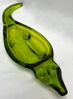 Vintage Viking Green Glass Alligator Ashtray Mid Century MCM 10.5" Nice Shape