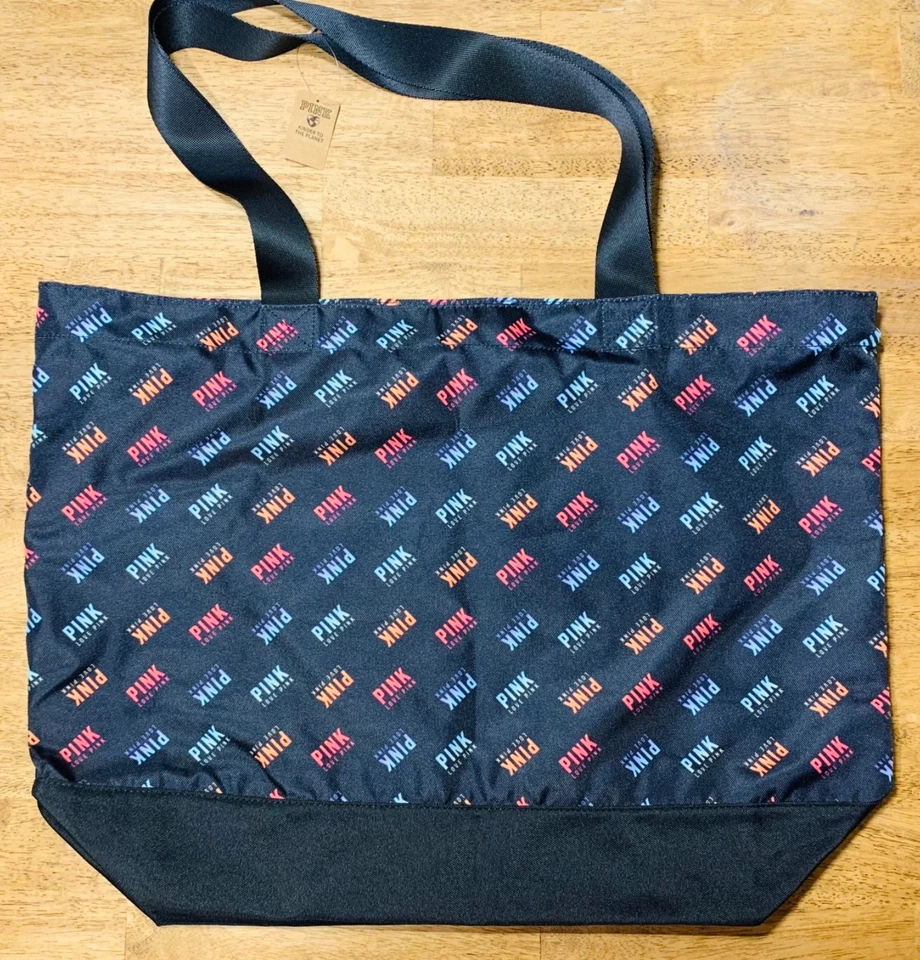 Bolso de fin de semana Victoria Secret ROSA negro con logotipo de arco iris Ombre Preppy Barbie Foto 2 de 4