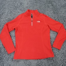 The North Face Sweater Womens Medium Pink Orange Polyester Fleece 1/4 Zip