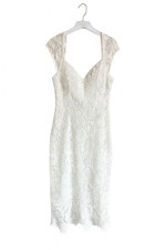 GUESS White Lace Sheath Dress Women’s Size M Cap Sleeve Bridal Cocktail