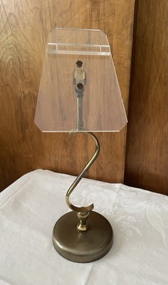 Vintage Single Metal Brass & Lucite Pedestal Countertop Shoe Store Display Stand