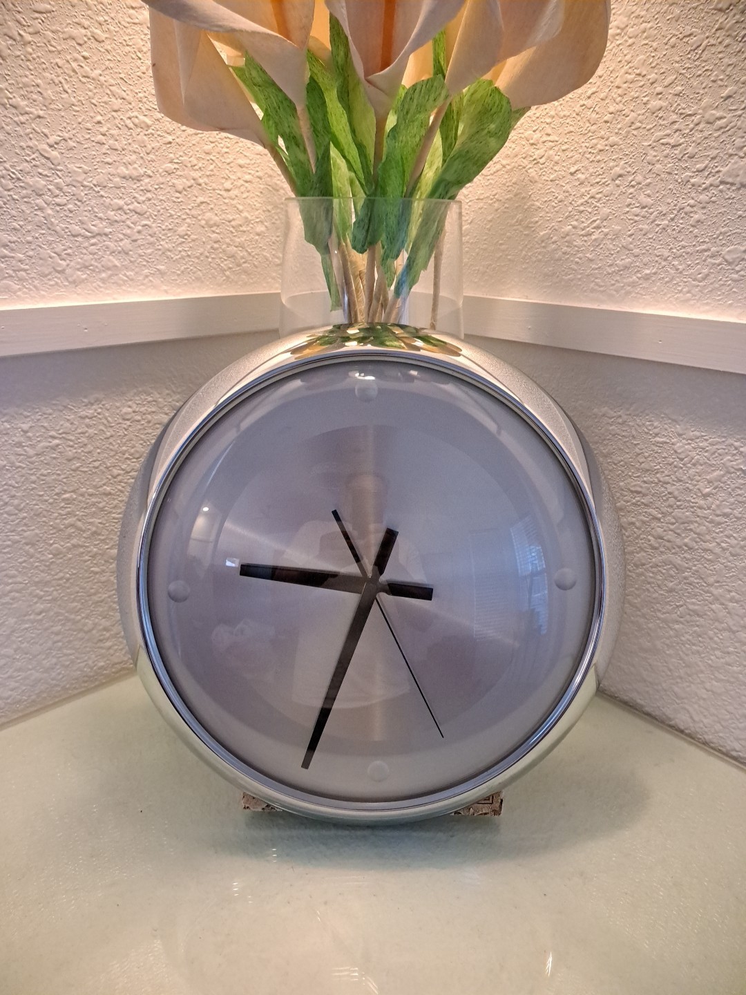 ICHIKO CHROME BODY BRUSHED ALUMINUM FACE SLEEK AND MODERN WALL CLOCK 80's