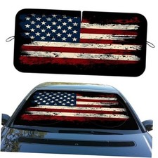 Patriotic Car Windshield Sunshade Folding, 59x31.5 59"L x 31.5"W American Flag