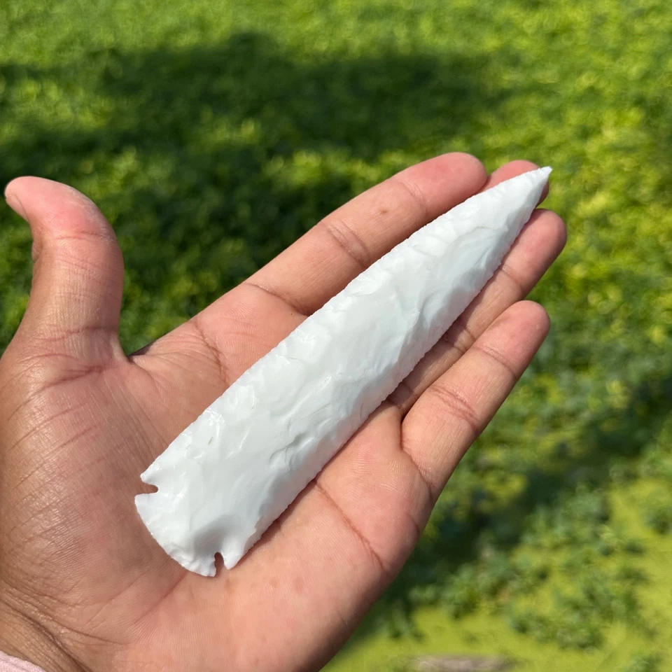 Incroyable rare têtes de flèches en verre de jade blanc têtes de flèches fait... - Photo 3/4