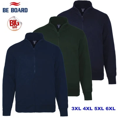 Felpa invernale uomo taglie forti oversize zip intera BE BOARD 3XL 4XL 5XL 6XL