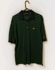Masters Collection 60's Two-Ply Mercerized Golf Polo Shirt L Green Striped