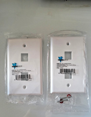 VERTICAL CABLE 304-J2636/2P/WH  2-PORT WHITE KEYSTONE PLATE LOT OF 2