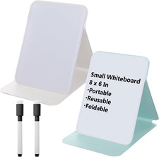 2 Sets 4 Pcs Small Glass Desktop Whiteboard with Reversable Stand 8X6 Inch Mini