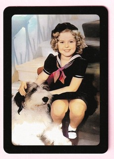 1 WIDE SWAP PLAYING CARD CHILD STAR SHIRLEY TEMPLE & OLD ENGLISH SHEEP DOG