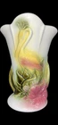 Vintage Hull Pottery Flamingo Heron Crane Hibiscus Vase #78 Yellow and Green