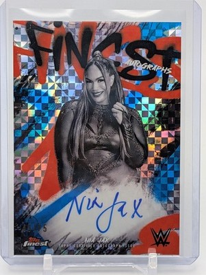 2025 Topps Finest WWE Nia Jax Autographs Auto 49/75 Blue Checkerboard Refractor