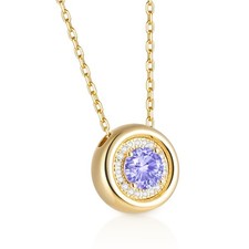 February Amethyst Birthstone Necklaces for Women 14K Gold Plated 925 Sterlin...
