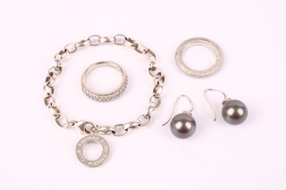 Silver Thomas Sabo Ti Sento Pave Pearl Bracelet Rings Earrings x4 30g