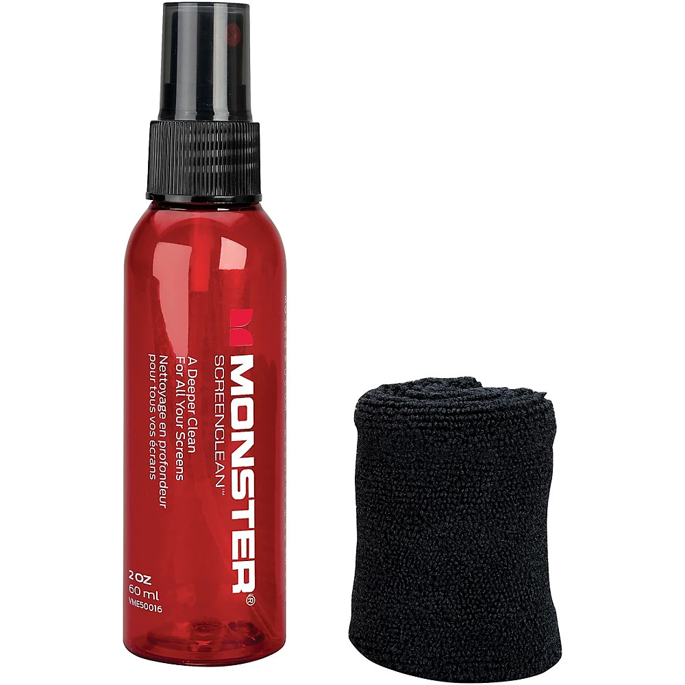 Бутылка Monster Cable ScreenClean объемом 60 мл и салфетка из микрофибры