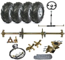 32" Go Kart Rear Axle  6" 7" Wheels Front Steering Full Kit Cart ATV DIY Buggy