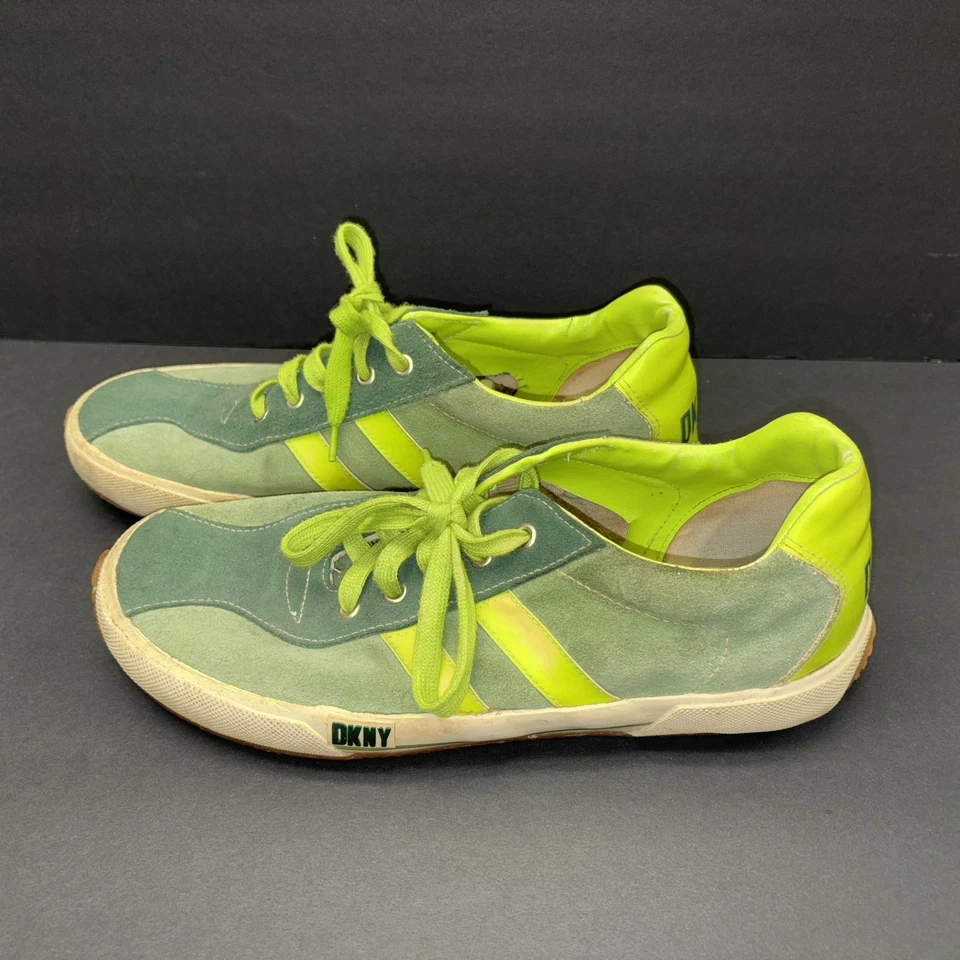 Vintage 90s DKNY Sneakers Size 10.5 Men’s Neon Green Retro - Image 3 of 4