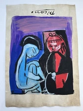 Pablo Picasso COA Art Painting Original Drawing Vintage Paper Signed