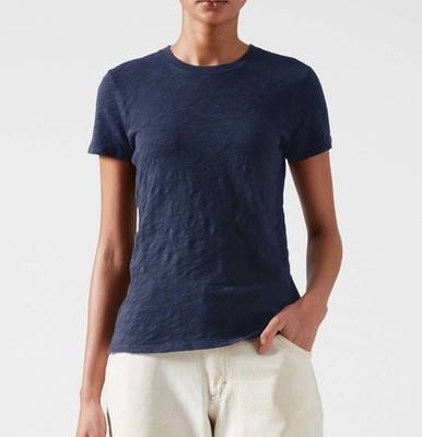 ATM SLUB JERSEY SCHOOLBOY CREW NECK TEE In Navy 100% Cotton $90 Pristine Large
