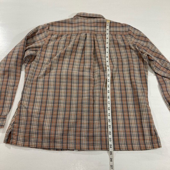 Cabela's Tan Plaid Flannel Button Down Shirt Women's Large Long Sleeve