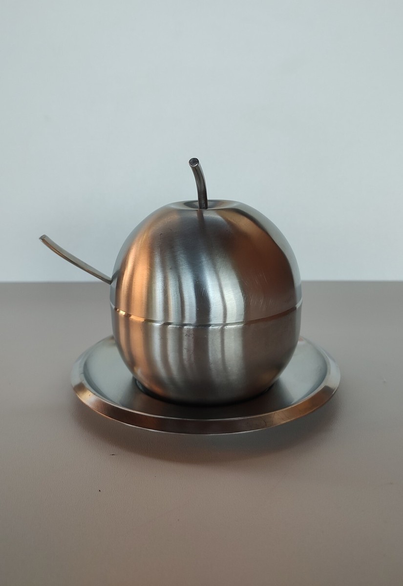 Zuccheriera In Acciaio Inox 304 Con Coperchio E Cucchiaio - 190ml, Lavabile