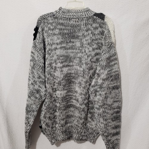 Handknit Oakton Limited Gray White Black Men's Sweater XL - Picture 7 of 11