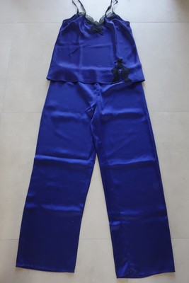 Pyjama Long Femme Satin Bleu Roi Orcanta - Taille L - Occasion Très Bon état