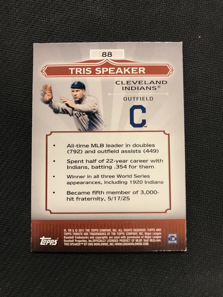 2011 Topps Tribute #88 Tris Speaker Green /75 HOF Cleveland Indians - Image 2 of 2