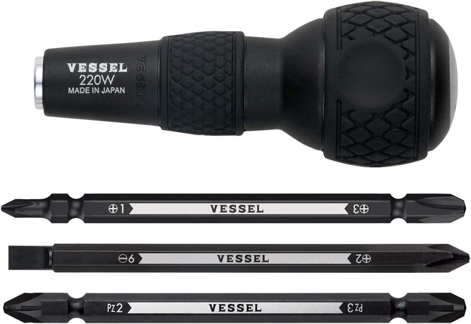 Vessel Electric Ball Grip Screwdriver with bit set JAPAN 220w-3 Magnetic DIY Pro - Image 2 of 4