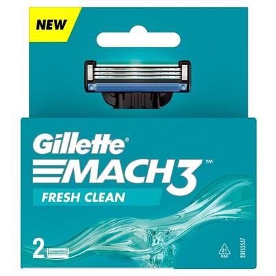 Gillette Mach3 Men's Razor Cartridges, 3 Blades, Pack of 2 - Smooth Shave